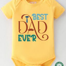 BLUSHES 100% Cotton Fathers Day Theme Half Sleeves Best Dad Ever Text Printed Onesie - Yellow-picture-24