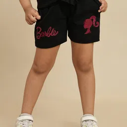 Kidsville Knit Mattel Featuring Barbie Printed Shorts - Black-picture-37
