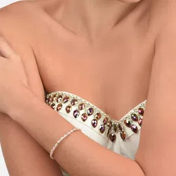 Zaveri Pearls Set Of 2 Rose Gold-Plated Cubic Zirconia Studded Wraparound Bracelet image 5