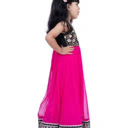 Twisha Woven Sleeveless Floral Swirl Embroidered Sequin Embellished Gown - Black & Pink image 4