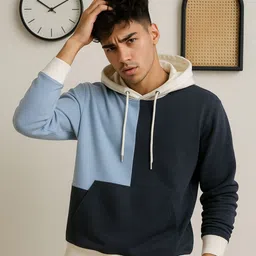 Mast & Harbour Men Colourblocked Hooded Long Sleeves Sweatshirt-picture-19