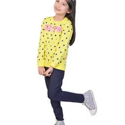 3PIN Full Sleeves Polka Dots Graphic Printed Sweatshirt - Yellow image 5