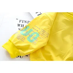 Googo Gaaga Cotton Full Sleeves UOS Text Printed Sweatshirt With Joggers Set - Yellow image 5