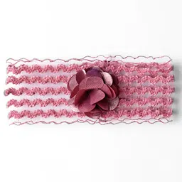 Enfance Sleeveless Floral Applique Detailed & Colour Blocked Knee Length Dress With Headband & Booties Set - Mauve image 4