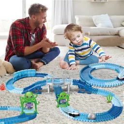 NEGOCIO 199 Pcs Track Car Adventure Playset, Flexible Race Track with Bridge, Tunnel, Marine World Theme, Shark Car, Sea Creatures, Ocean Adventure -PACK OF 1- COLOR MAY VARY image 4