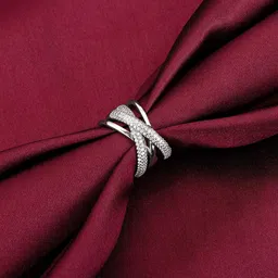 GIVA Rhodium-Plated 925 Sterling Silver Stone Studded Finger Ring image 1