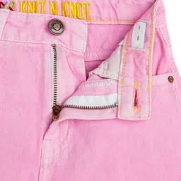Knit N Knot Denim Woven Frayed Shorts - Pink image 5