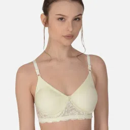 mod & shy Cream Cotton Lace Work Seamless Bra image 1