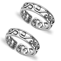 Taraash 92.5 Sterling Silver Cutwork Toe Rings-picture-0