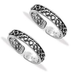 Taraash 92.5 Sterling Silver Cutwork Toe Rings-picture-49