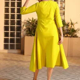 Libas Mustard Cotton Regular Fit Yoke Design Dress image 2