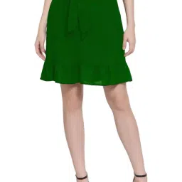 PATRORNA Dark Green Above Knee Skirt-image-1