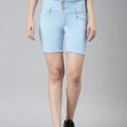 showoffff SHOWOFF Blue Denim Slim Fit Shorts-picture-23