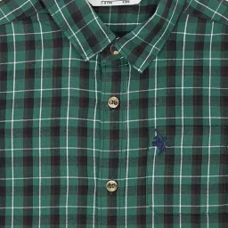 Cantabil Kids Green Cotton Chequered Full Sleeves Shirt image 3