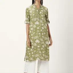 Rangmanch by Pantaloons Green Printed Straight Kurta image 1
