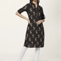 Rangmanch by Pantaloons Black Printed Straight Kurta image 1