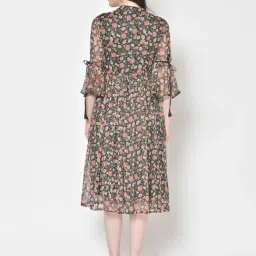 Cation Black Floral Print A Line Dress image 2