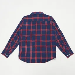 Cantabil Boys Navy & Red Cotton Chequered Full Sleeves Shirt image 2
