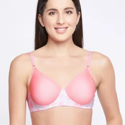 Clovia Pink Geometric Pattern T-Shirt Bra image 1
