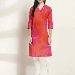 Rangriti Orange Cotton Straight Kurta-picture-25