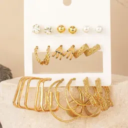 Karatcart Gold-Tone Plated Earrings for Women Pack of 9-picture-34