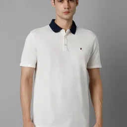 Louis Philippe Jeans White Cotton Slim Fit Polo T-Shirt image 1
