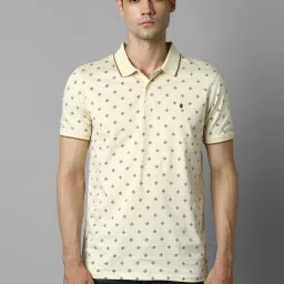 Louis Philippe Sport Cream Cotton Slim Fit Printed Polo T-Shirt image 1