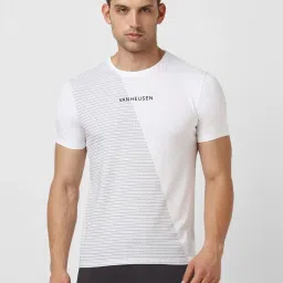 V Dot White Cotton Slim Fit Printed T-Shirt image 1