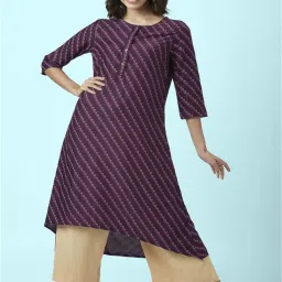 Rangmanch by Pantaloons Purple Cotton Printed A Line Kurta image 1