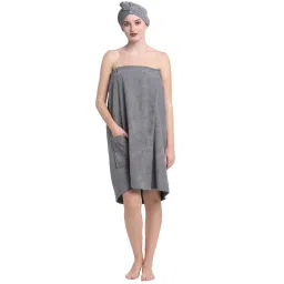 Creeva Grey Cotton Bath Wrap image 4
