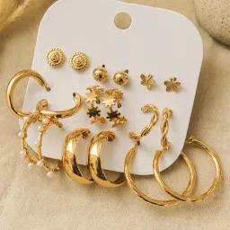 Karatcart Gold-Tone Plated Earrings for Women Pack of 9-picture-31