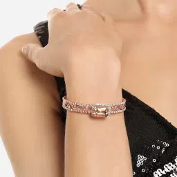 Zaveri Pearls Set of 2 Rose Gold Dazzling Austrian Diamonds Bracelet-ZPFK16864 image 2