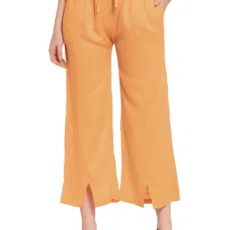 PATRORNA Peach Cotton Blend Regular Fit Mid Rise Capris image 1