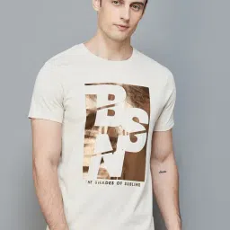 BOSSINI Beige Cotton Regular Fit Printed T-Shirt-picture-33