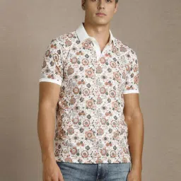 Louis Philippe White Cotton Slim Fit Printed Polo T-Shirt-picture-45