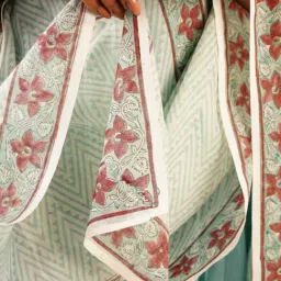 Jaypore Women Blue Block Print Dupatta image 5