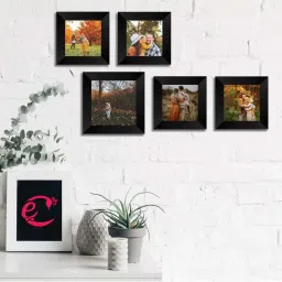 ecraftindia Memory Wall Collage Photo Frame - Set of 5 Photo Frames with 4 Photos of 4' x 4', 1 Photo of 5' x 5' image 1