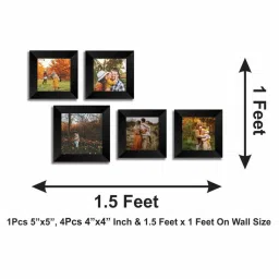 ecraftindia Memory Wall Collage Photo Frame - Set of 5 Photo Frames with 4 Photos of 4' x 4', 1 Photo of 5' x 5' image 5