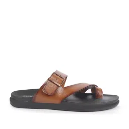 Fausto Men's Tan Cross Strap Sandals image 2