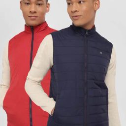 Allen Solly Navy Regular Fit Quilted Reversible Jacket-picture-9