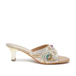 Pelle Albero Women's Gold Ethnic Sandals image 2