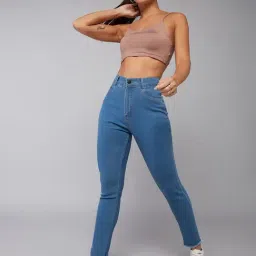 DOLCE CRUDO Blue Skinny Fit High Rise Stretchable Jeans image 4