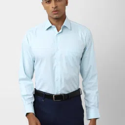 Van Heusen Blue Cotton Regular Fit Texture Shirt image 1