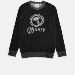 Pantaloons Junior Black Printed Full Sleeves Sweater image 1