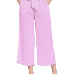 PATRORNA Baby Pink Regular Fit Mid Rise Trousers image 1