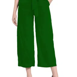 PATRORNA Dark Green Regular Fit Mid Rise Trousers image 1