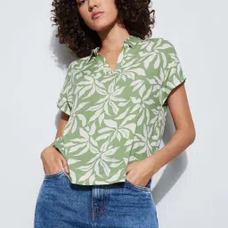 Fame Forever By Lifestyle Green Regular Fit Printed Top-picture-32