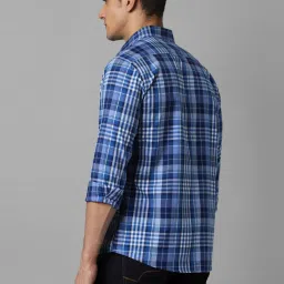Louis Philippe Sport Blue Cotton Slim Fit Checks Shirt image 2