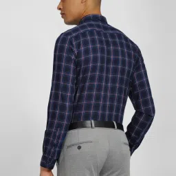 Allen Solly Light Navy Cotton Slim Fit Checks Shirt image 2