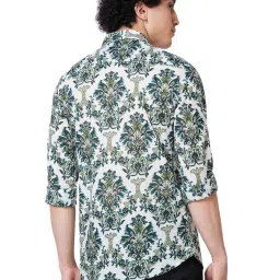 Spykar Green Cotton Regular Fit Printed Shirt image 2